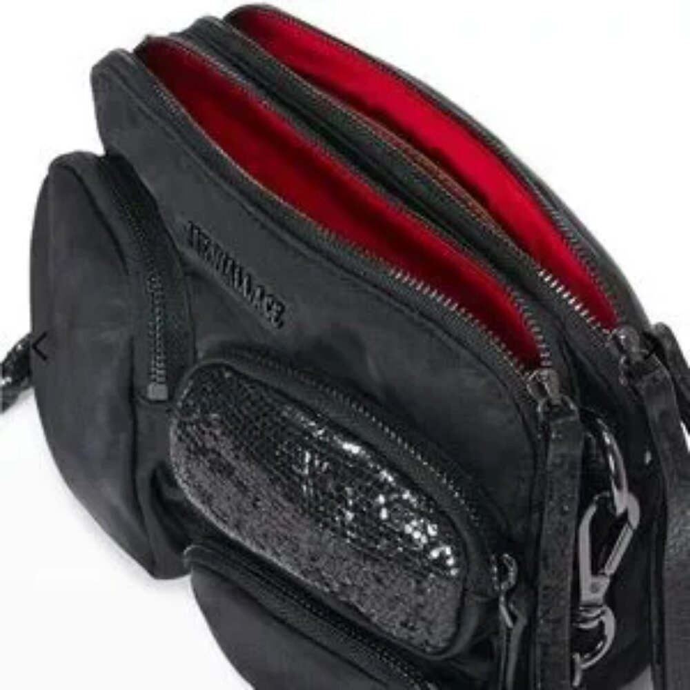MZ Wallace Black Bowery Pocket Patent Sparkle Leather Trim 2-way - Picture 13 of 17